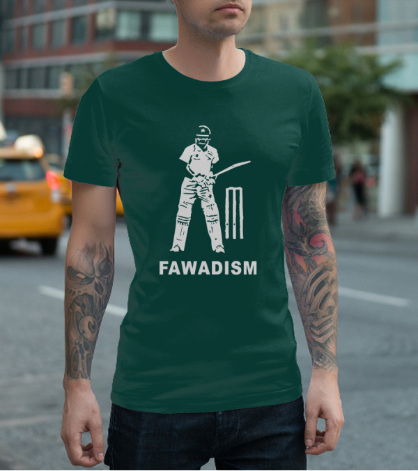 Cricketer Fawadism With Batting Icon And Star Cap T-Shirt