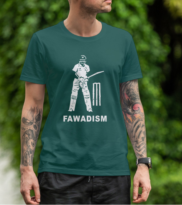 Cricketer Fawadism With Batting Icon And Star Cap T-Shirt