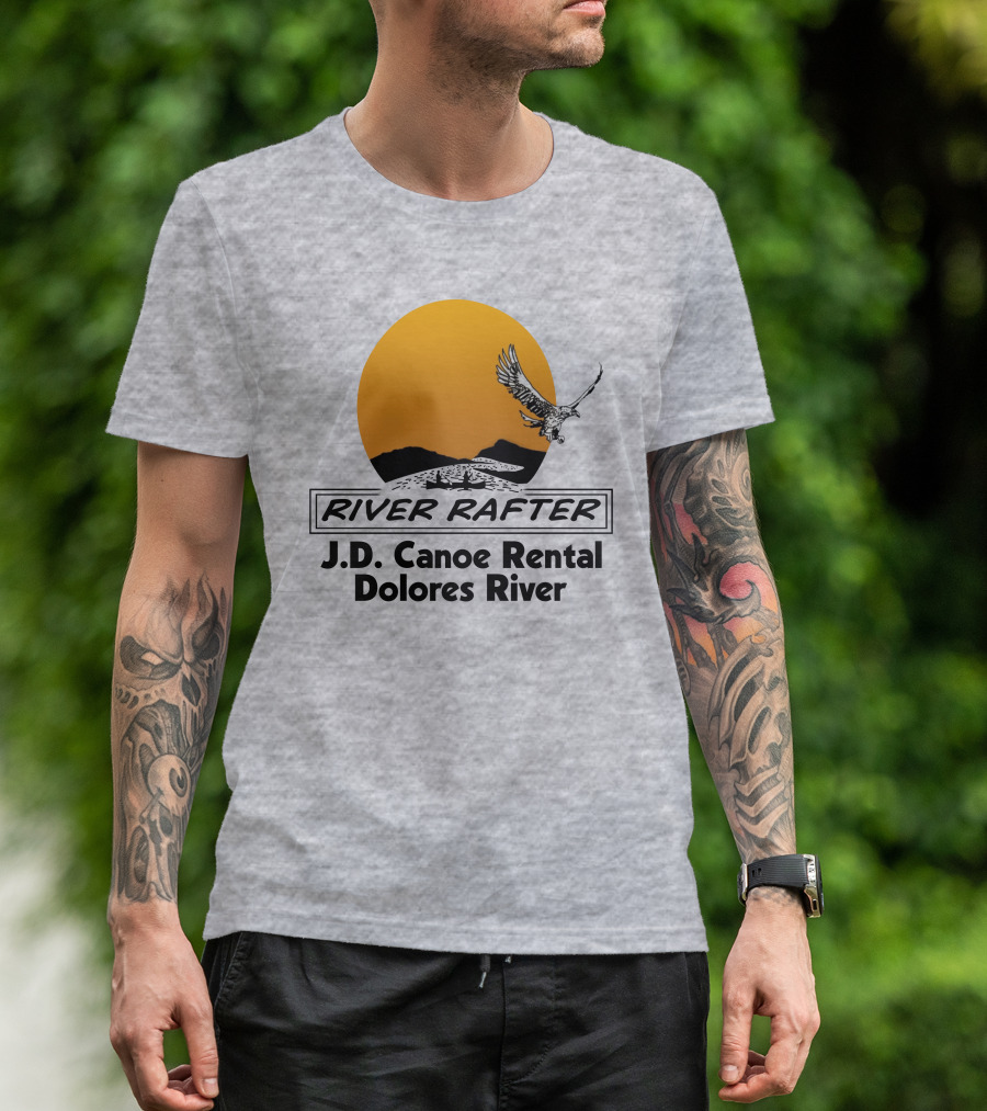 River Rafter J.D. Canoe Rental Dolores River Eagle Sunset T-Shirt