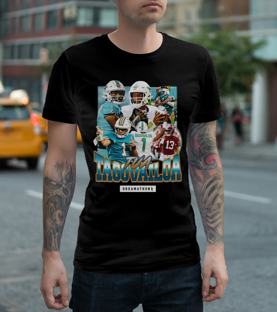 Tua Tagovailoa Dreamathon Quarterback Highlights NFL Football Action T-Shirt