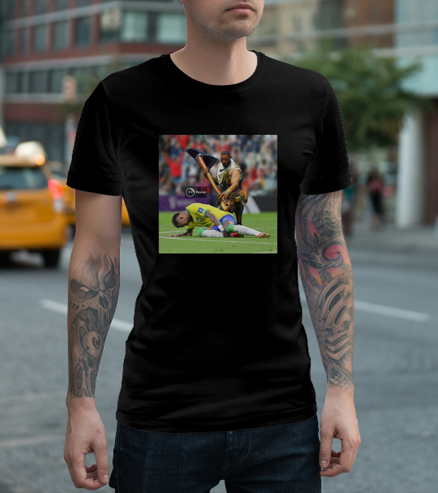Fortnite Character Reviving Neymar on Soccer Field T-Shirt