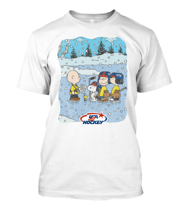 Nola Foxhky Streaker Sports X Peanuts USA Hockey Charlie Brown And Friends Ice Skating T-Shirt