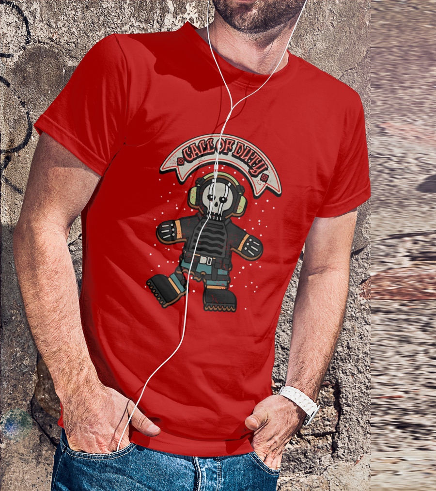 Dysmo Call Of Duty Skull Soldier Gingerbread Red Holiday Game Fusion T-Shirt