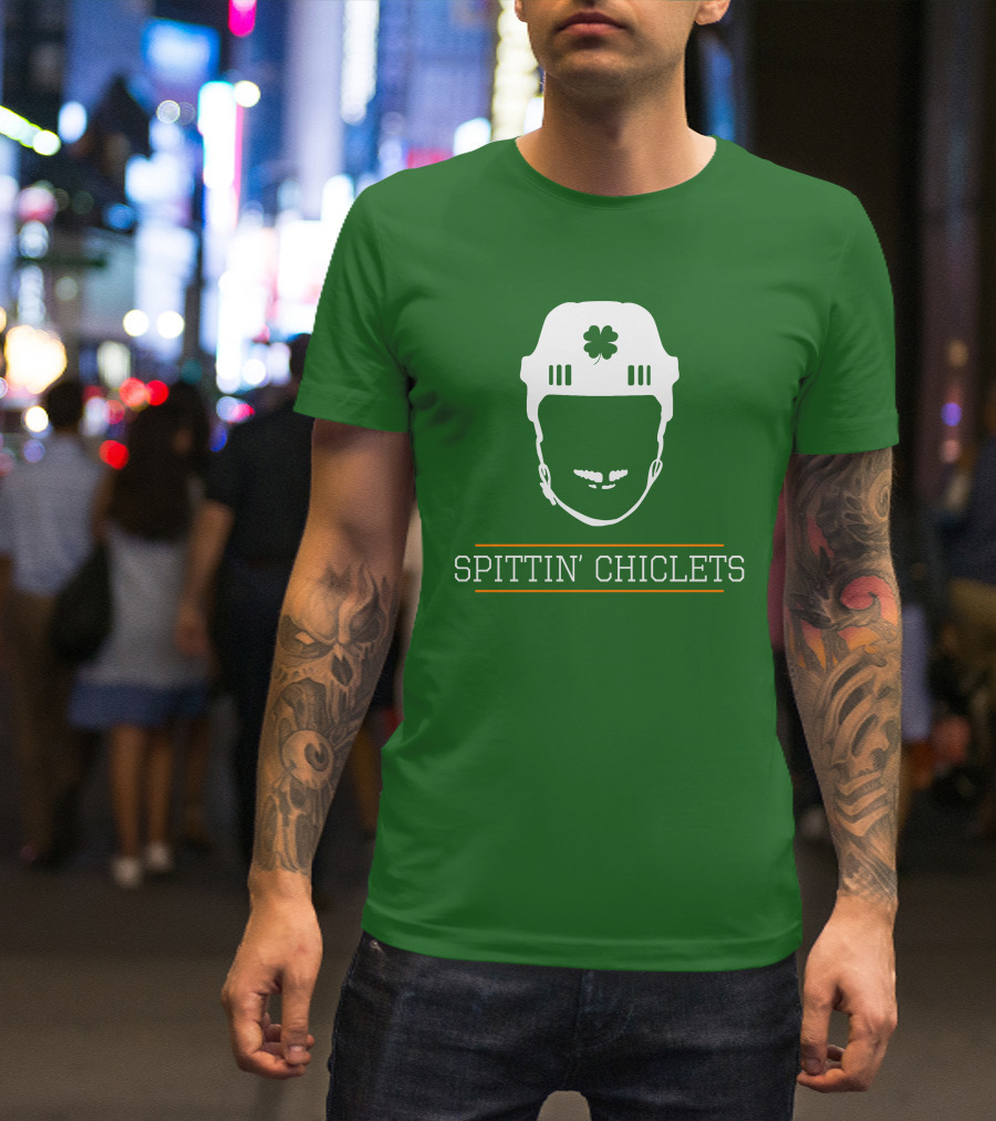 Spittin Chiclets Hockey Helmet Clover Green T-Shirt