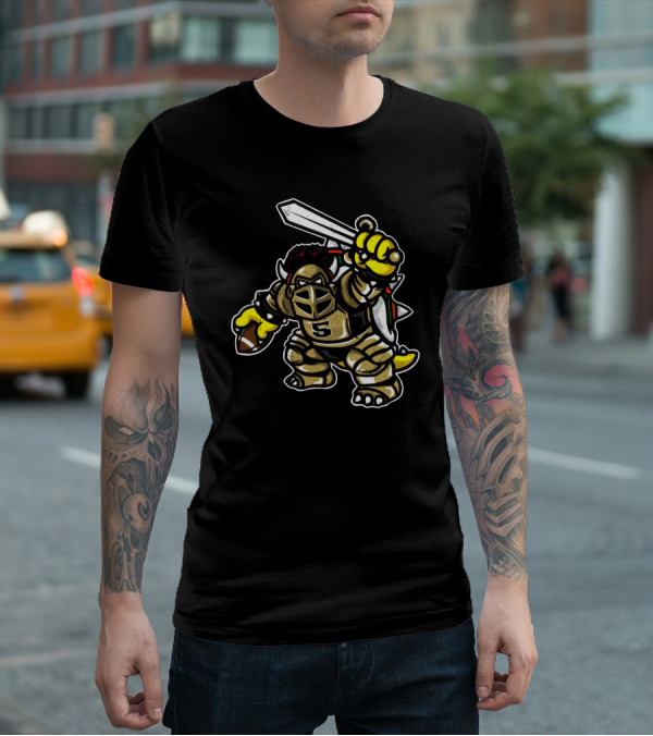 Isaiah Bowser Toon Character With Football And Sword T-Shirt