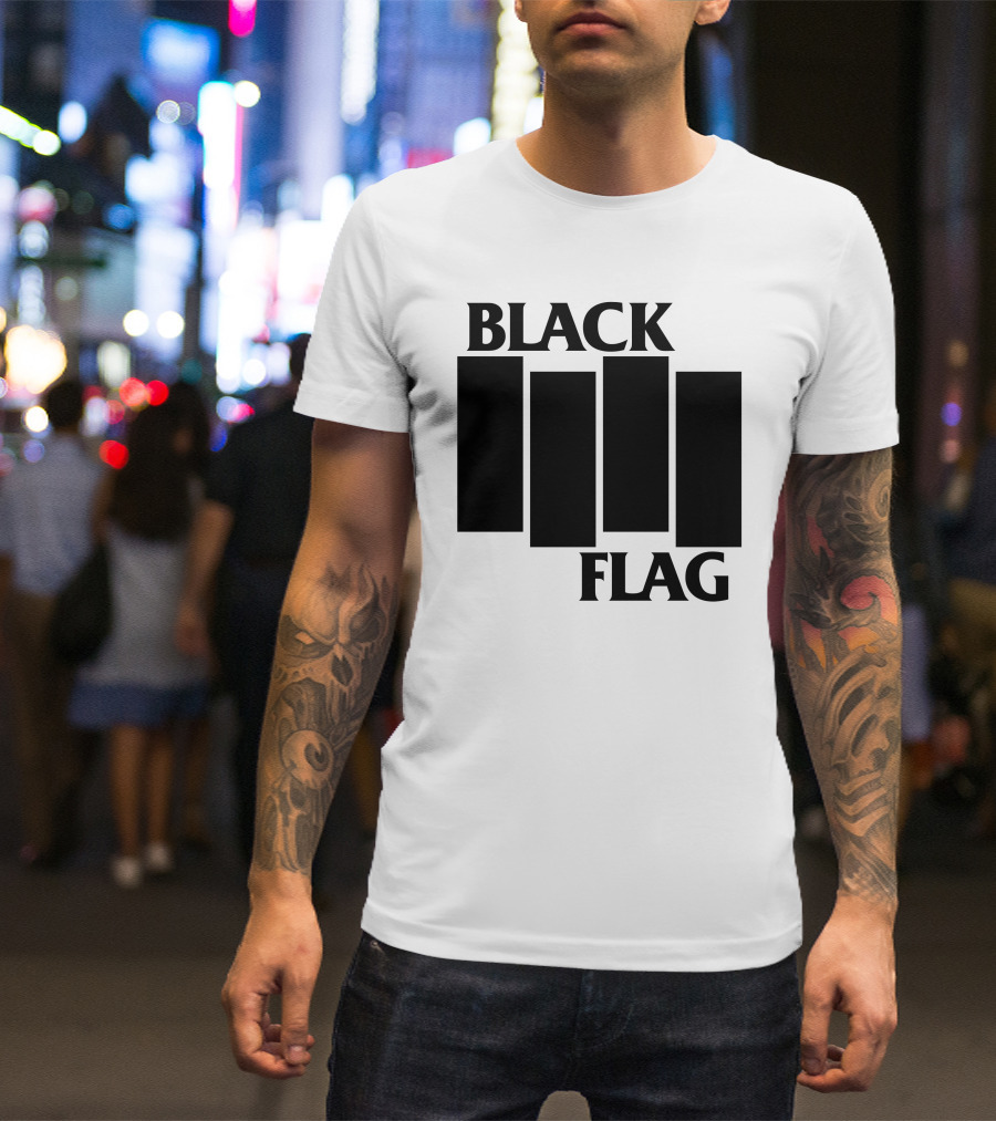 Black Flag Band Iconic Bar T-Shirt