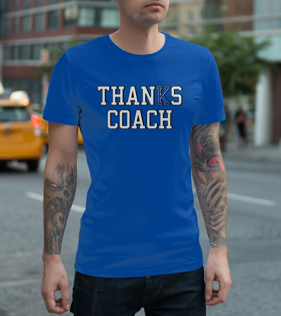 Thanks Coach Basketball Appreciation Blue Text T-Shirt
