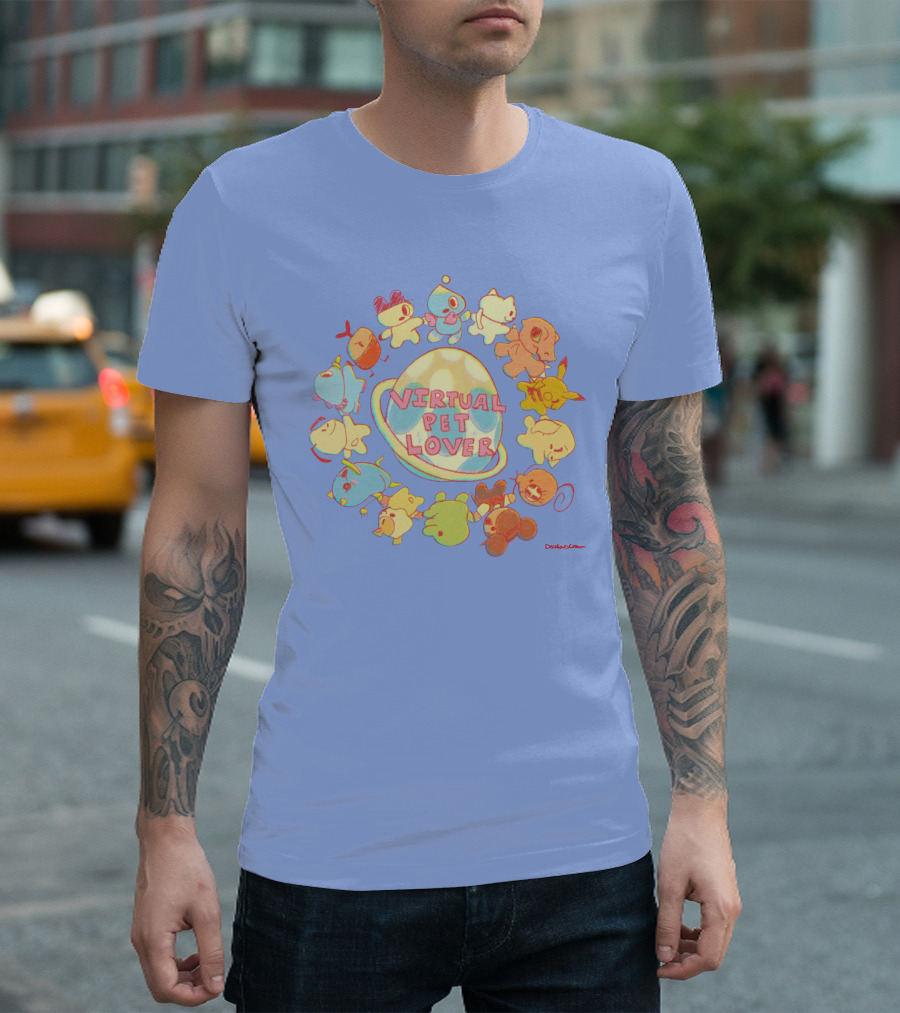 Virtual Pet Lover Colorful Cute Characters Circle T-Shirt