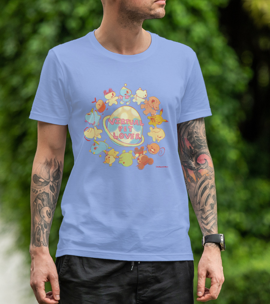 Virtual Pet Lover Colorful Cute Characters Circle T-Shirt