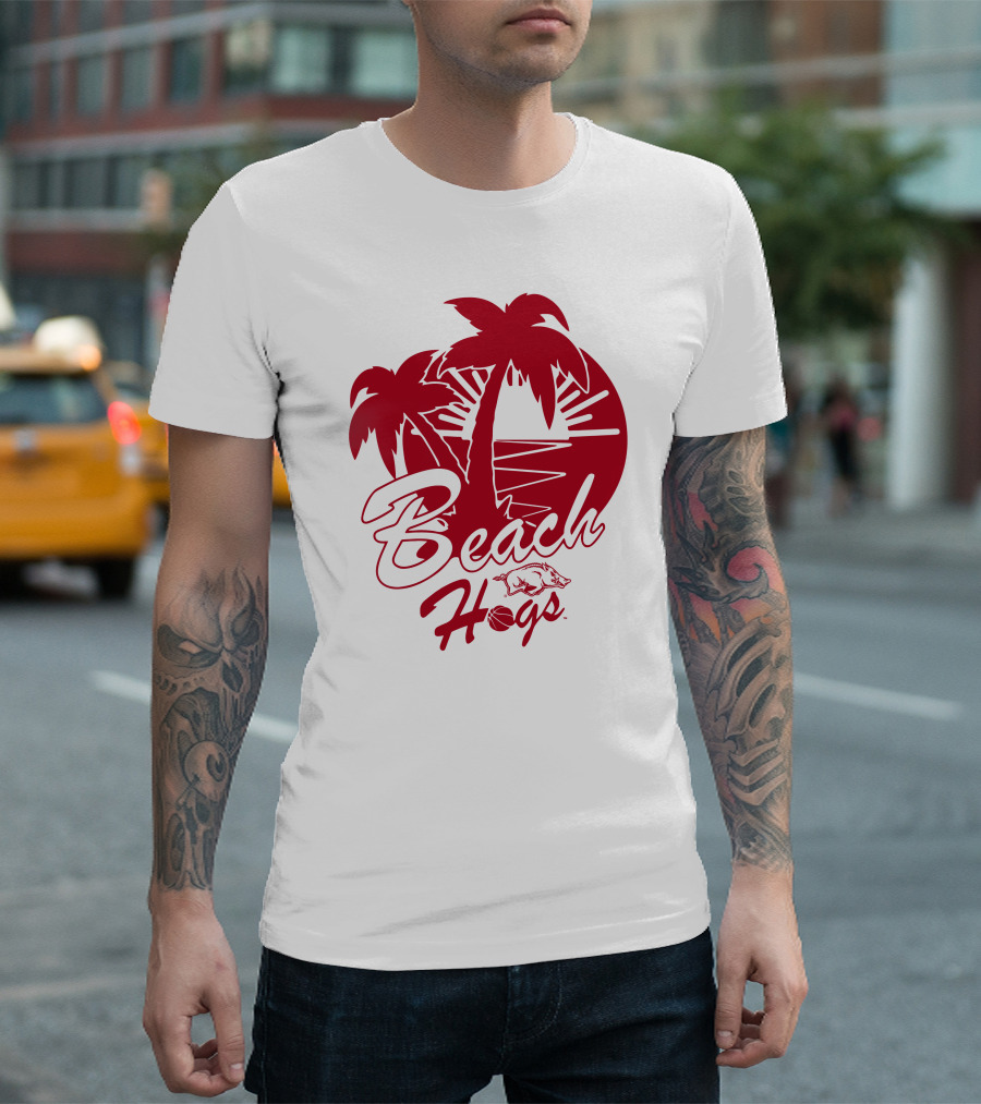 Beach Hogs Palms Sunset Razorbacks T-Shirt