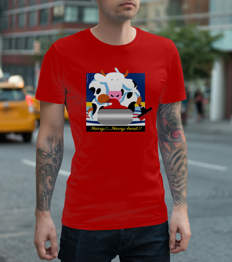 Hurry Hurry Herd Cow Curling Sweep T-Shirt