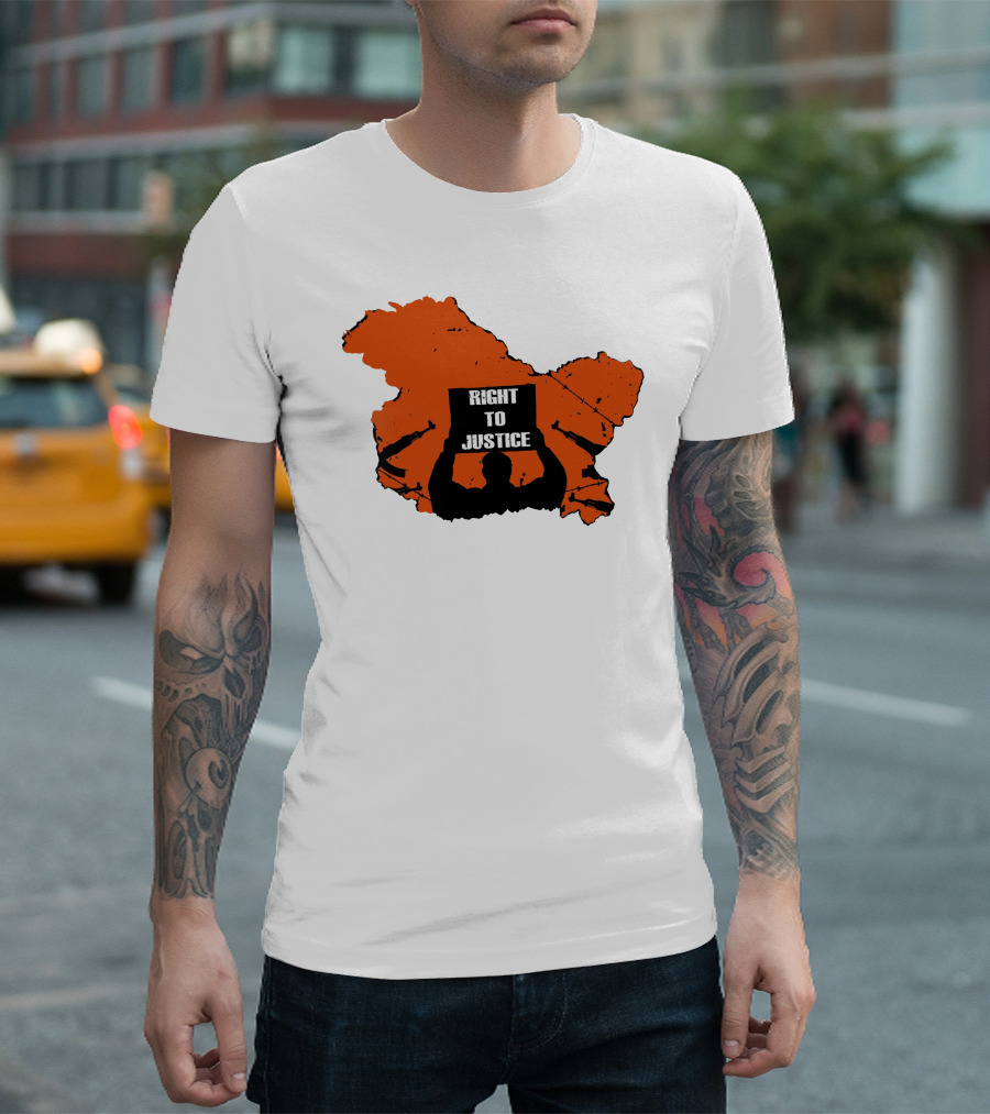 Right To Justice Protest Silhouette Inside Orange Map Shape T-Shirt