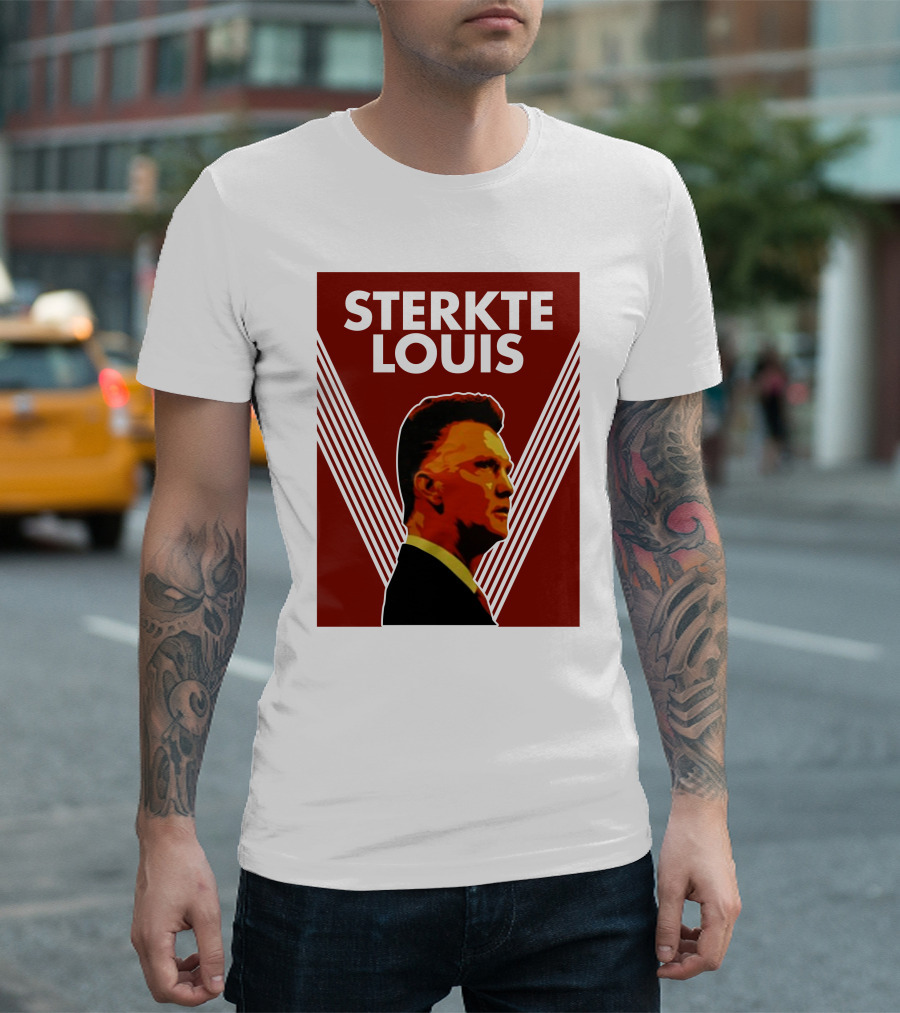 Sterkte Louis Iconic Support Poster Style With Red And White Lines T-Shirt