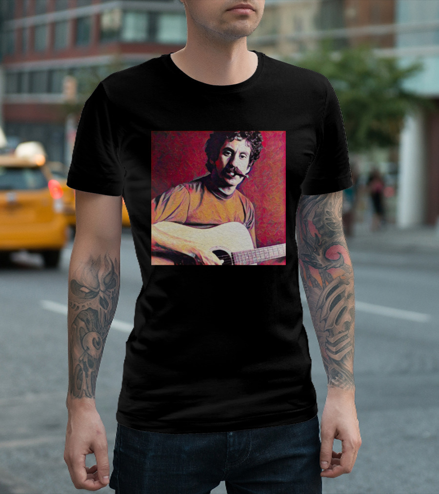Jim Croce Playing Acoustic Guitar T-Shirt