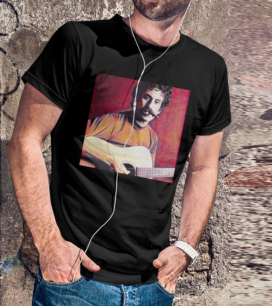 Jim Croce Playing Acoustic Guitar T-Shirt