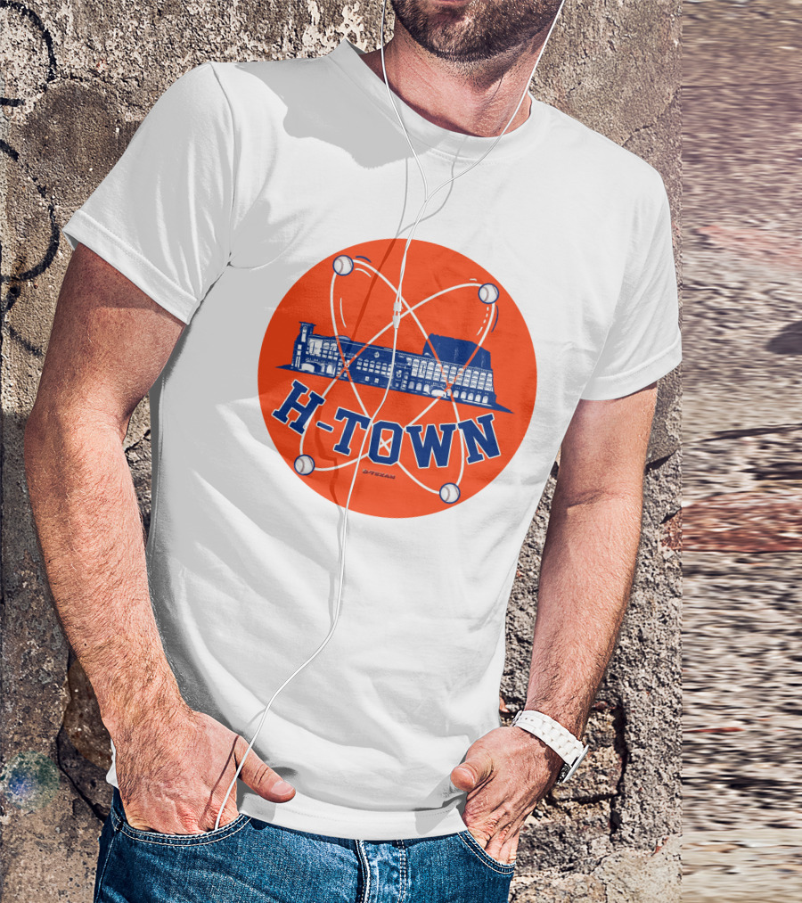 H-Town D-Texan Baseball Landmark Iconography T-Shirt