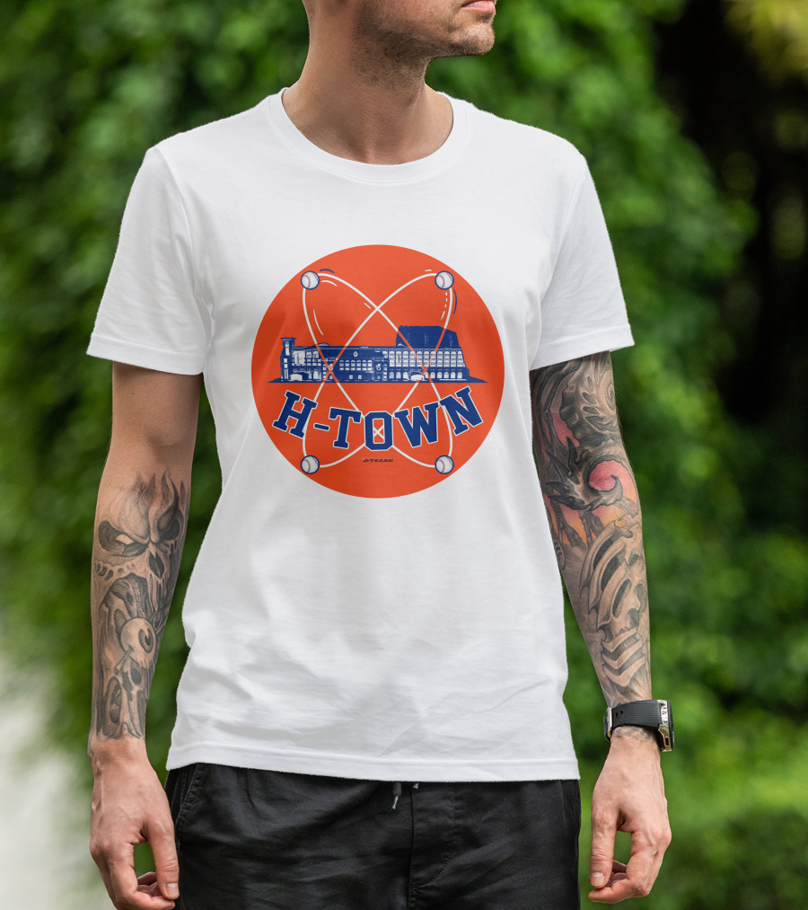 H-Town D-Texan Baseball Landmark Iconography T-Shirt
