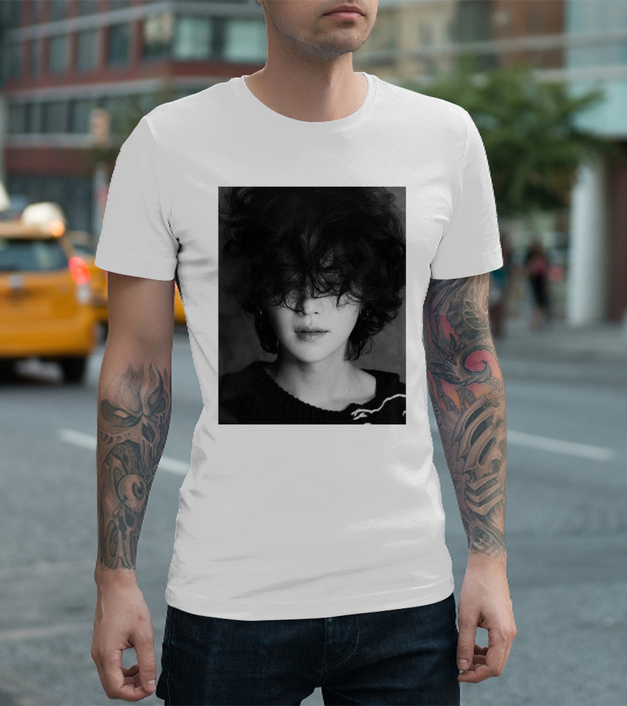 Suga Min Yoongi's Face Black And White Curly Hair T-Shirt
