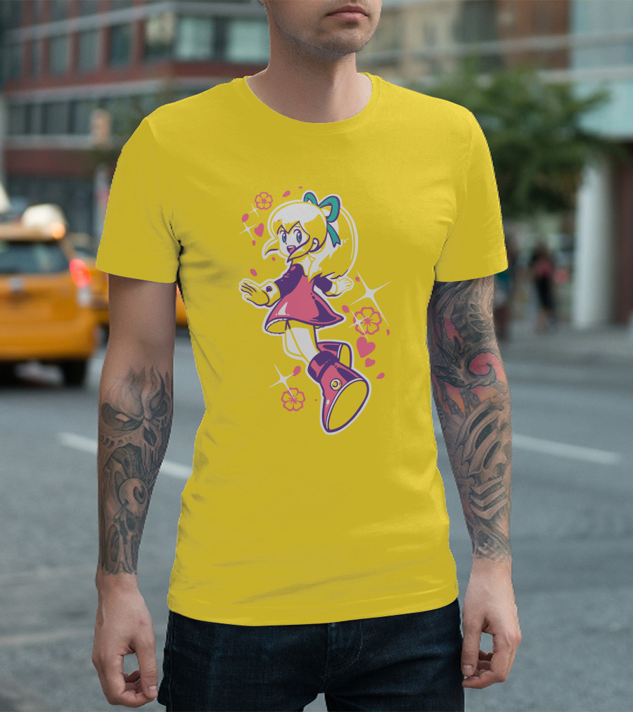 Good Luck Out There Cute Anime Girl with Flowers and Hearts T-Shirt