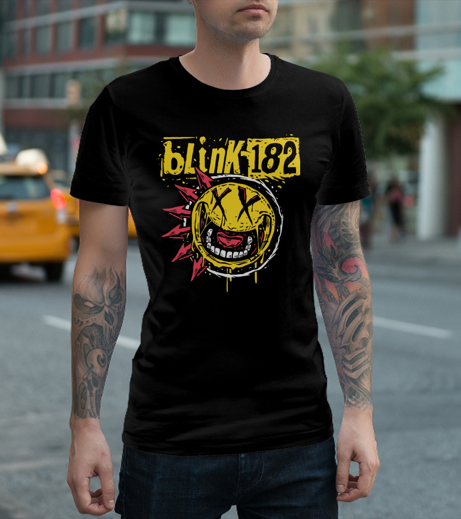 Blink182 Punk Smiley Distressed Face T-Shirt