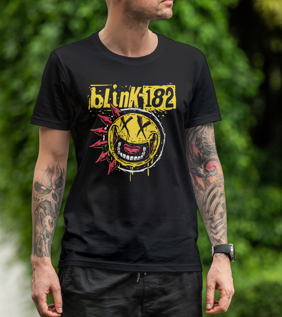 Blink182 Punk Smiley Distressed Face T-Shirt
