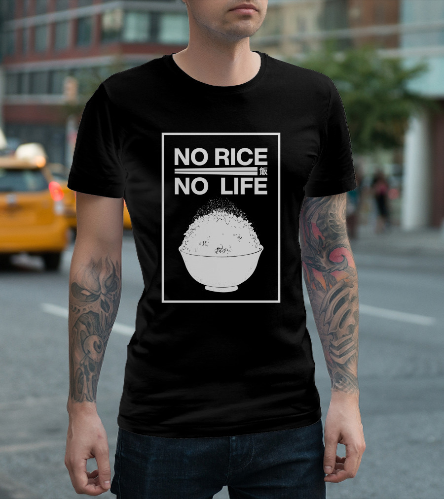 No Rice No Life Kanji Bowl T-Shirt
