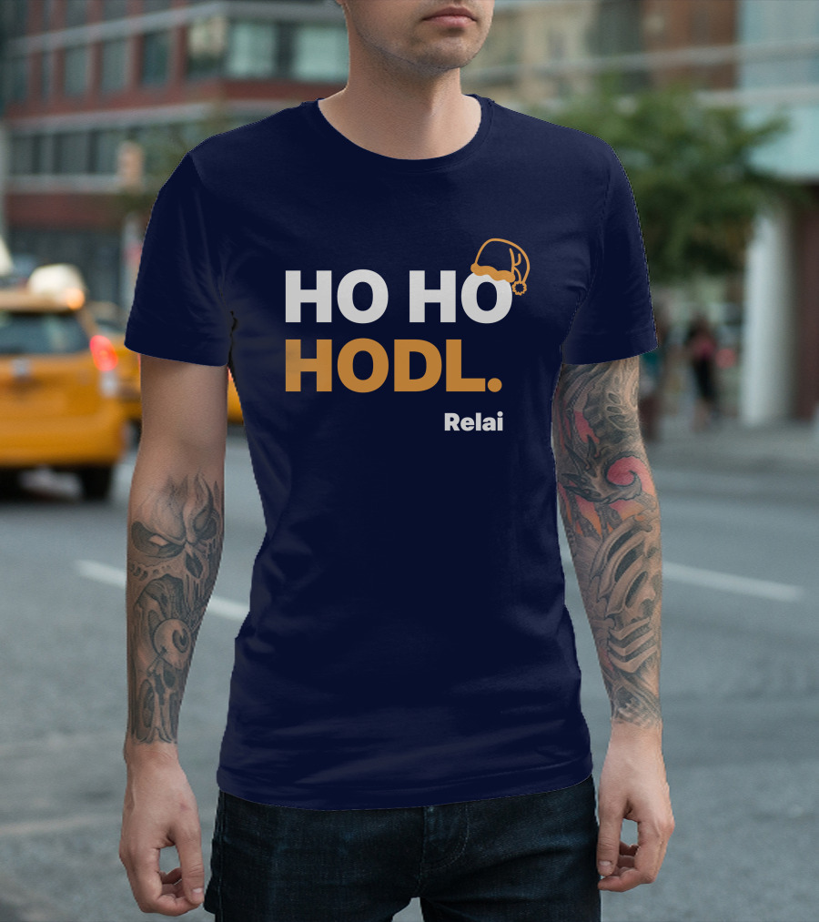 Ho Ho Hodl Relai Christmas Santa Hat Bitcoin T-Shirt