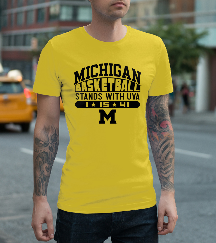 Michigan Basketball Stands With Uva 1 15 41 M T-Shirt
