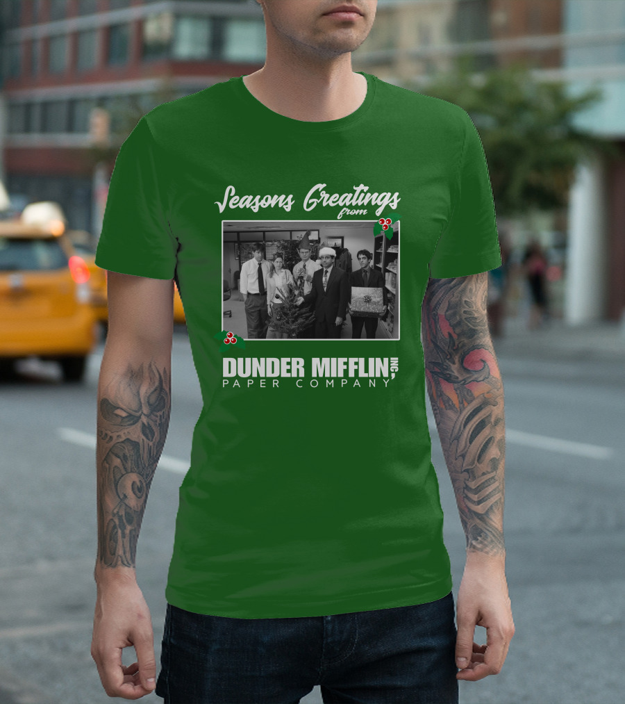 Seasons Greetings From Dunder Mifflin Paper Company Holiday Photo T-Shirt
