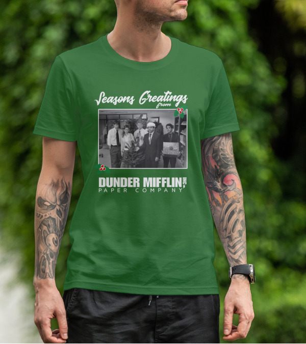 Seasons Greetings From Dunder Mifflin Paper Company Holiday Photo T-Shirt