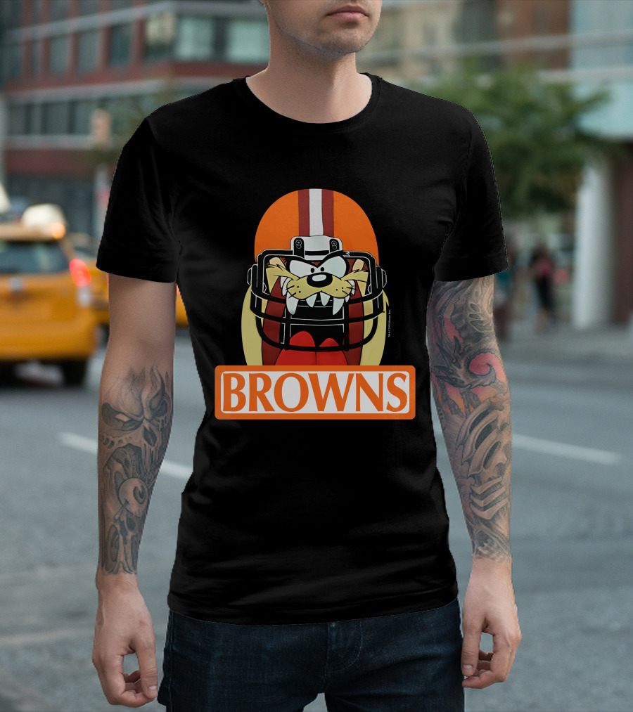 Cleveland Browns Tazmanian Devil Browns Football Helmet T-Shirt