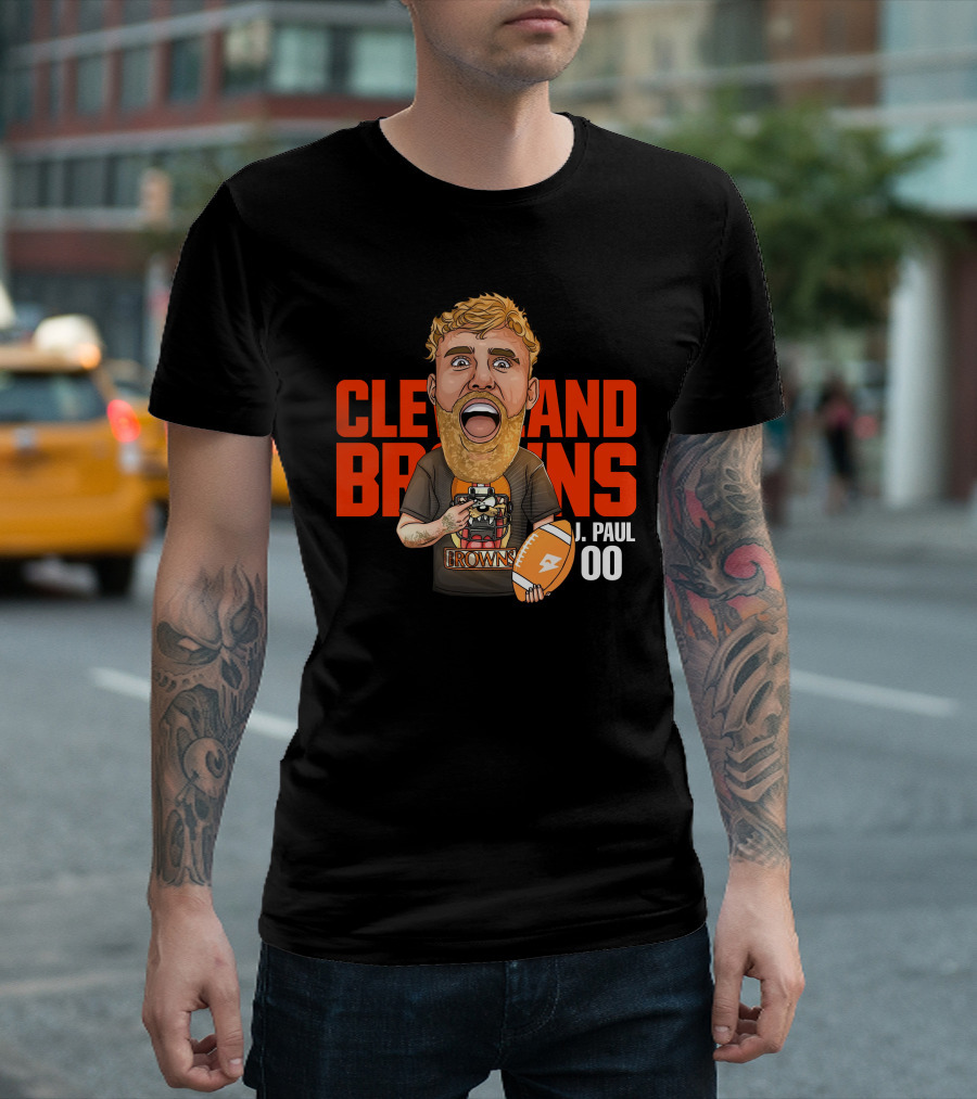Cleveland Browns J. Paul 00 Football Illustration - Agha Noor T-Shirt