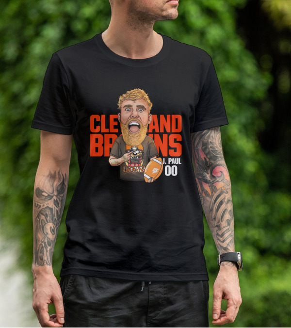 Cleveland Browns J. Paul 00 Football Illustration - Agha Noor T-Shirt