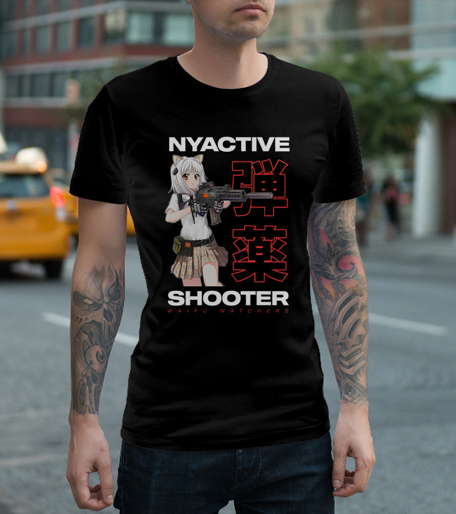 NYACTIVE Shooter Waifu Watchers Anime T-Shirt