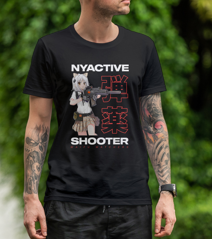 NYACTIVE Shooter Waifu Watchers Anime T-Shirt