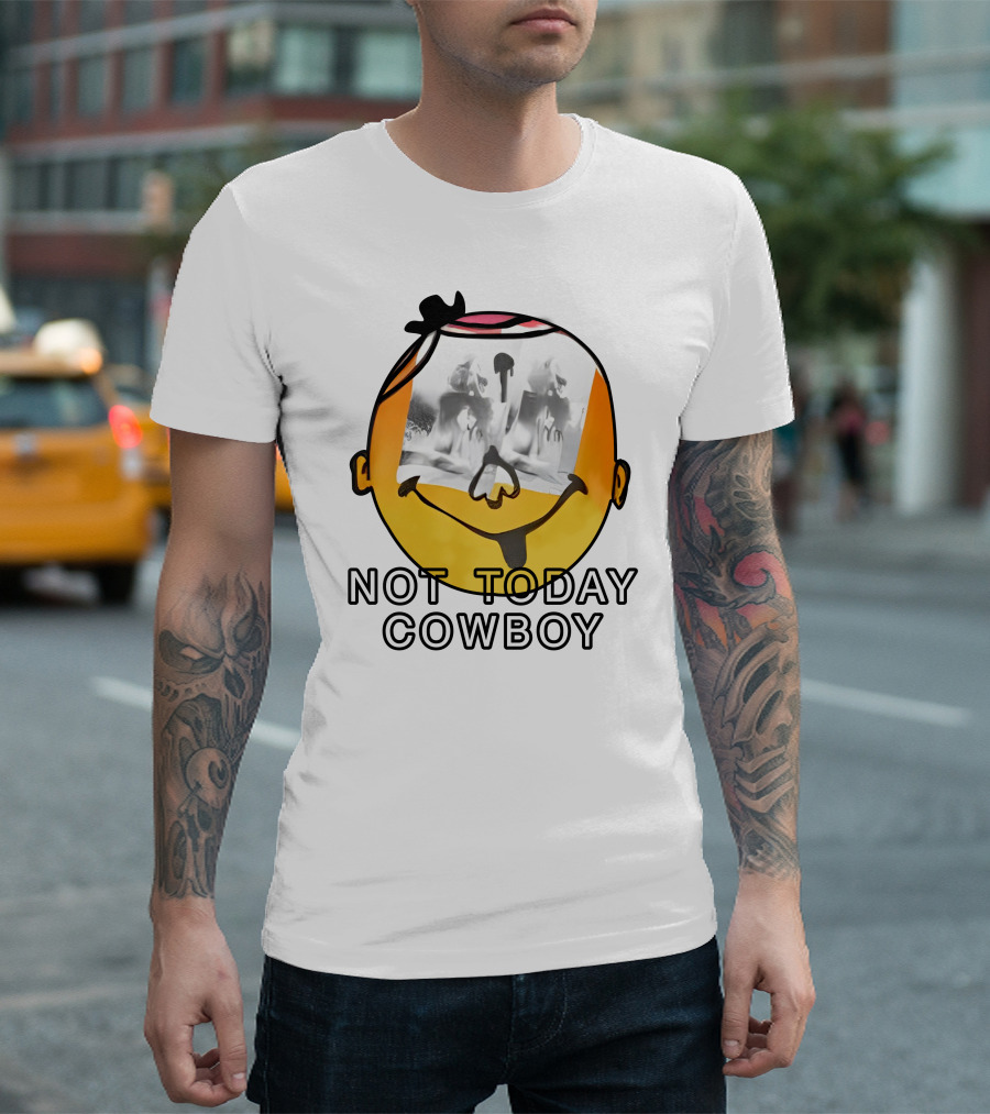 Not Today Cowboy Smiley with Abstract Overlay T-Shirt