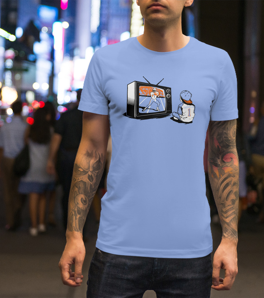 Vibz Idols Tagovailoa Football Fan Watching Retro TV T-Shirt