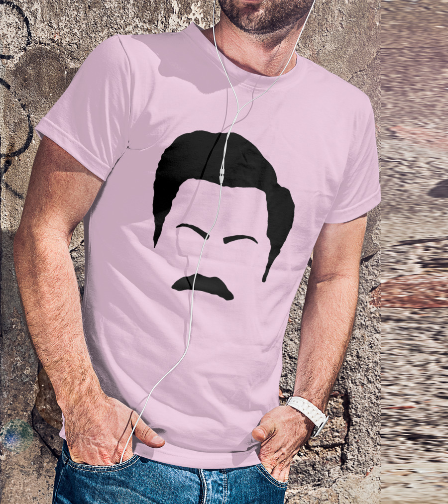 Ron Swanson Mustache Face Silhouette Parks And Recreation T-Shirt