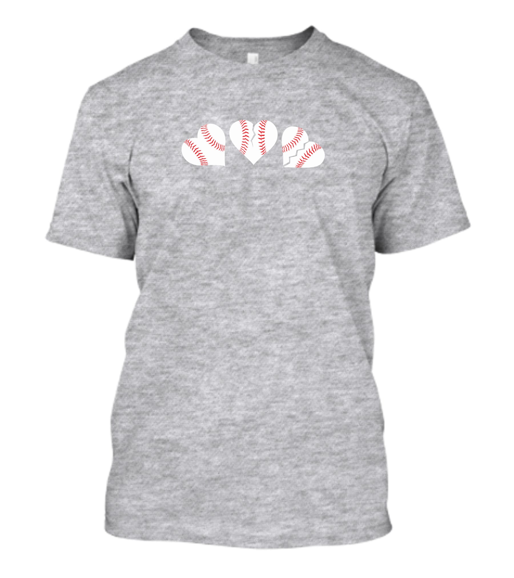 Seattle Mariners Three Baseball Hearts On Gray T-Shirt