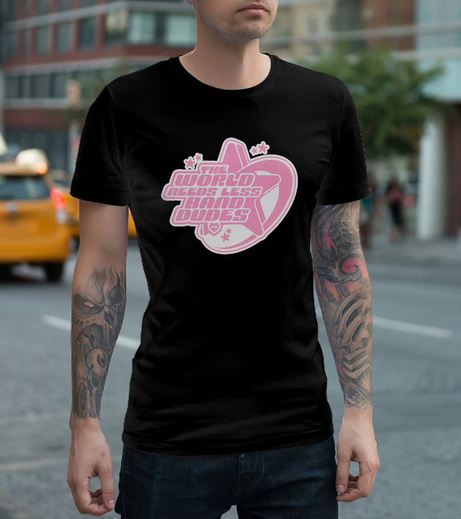 The World Needs Less Band Dudes Star Heart Pink Graphics T-Shirt