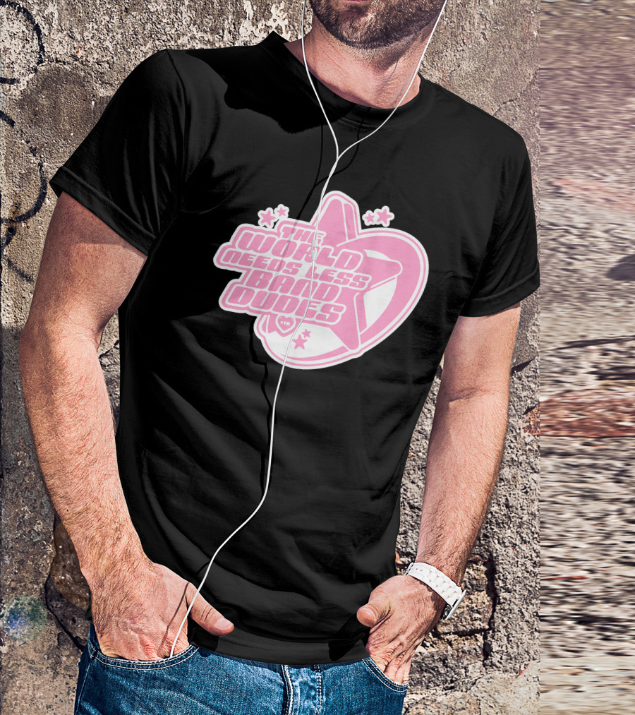 The World Needs Less Band Dudes Star Heart Pink Graphics T-Shirt