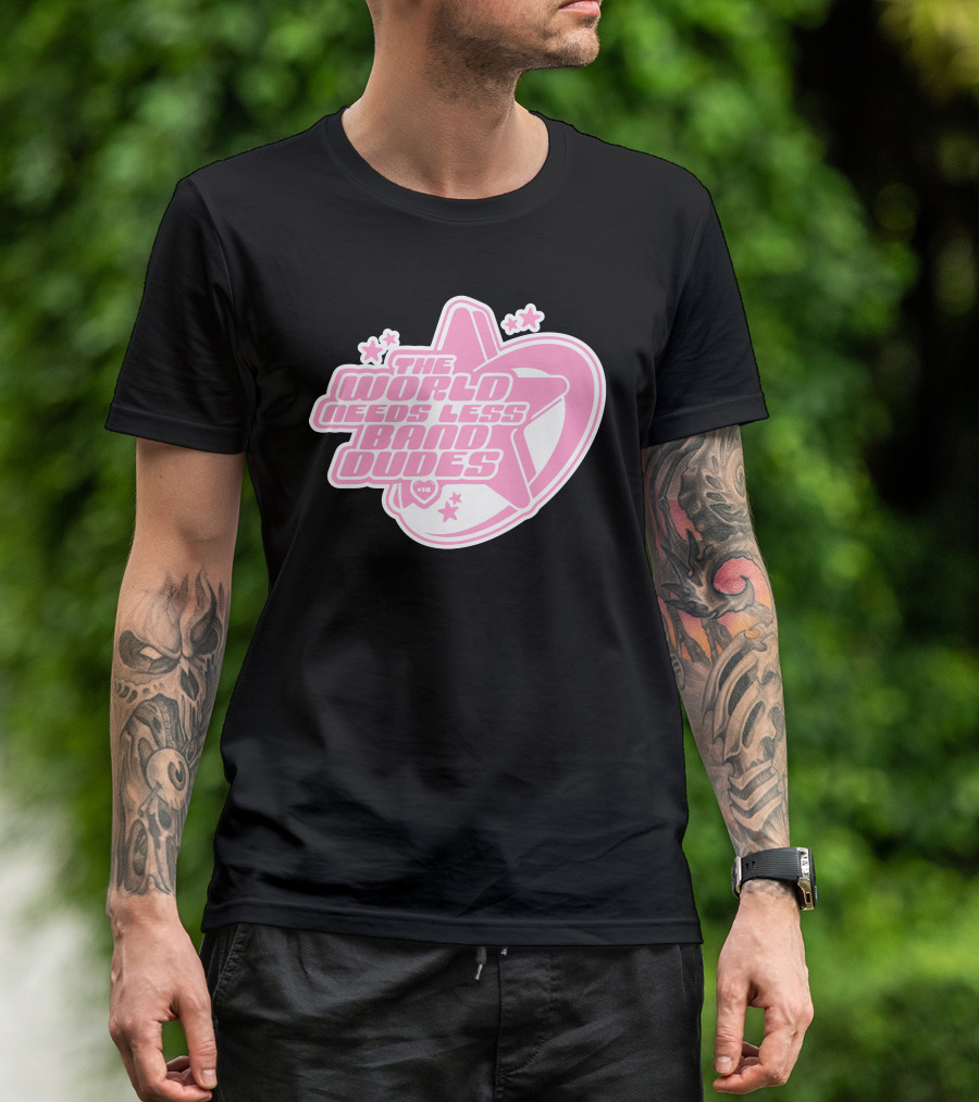 The World Needs Less Band Dudes Star Heart Pink Graphics T-Shirt