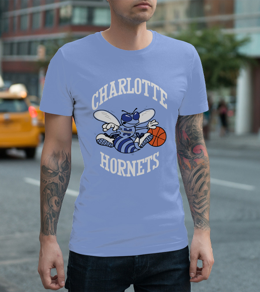 Charlotte Hornets Buzzing Basketball Mascot T-Shirt