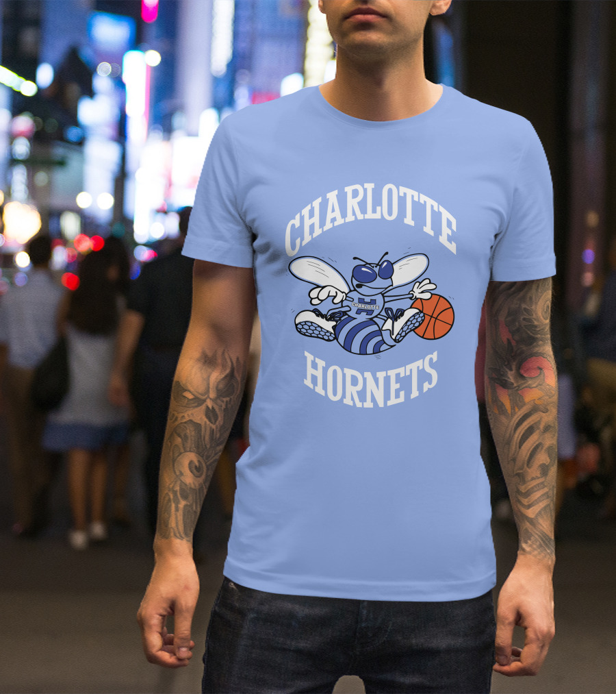 Charlotte Hornets Buzzing Basketball Mascot T-Shirt