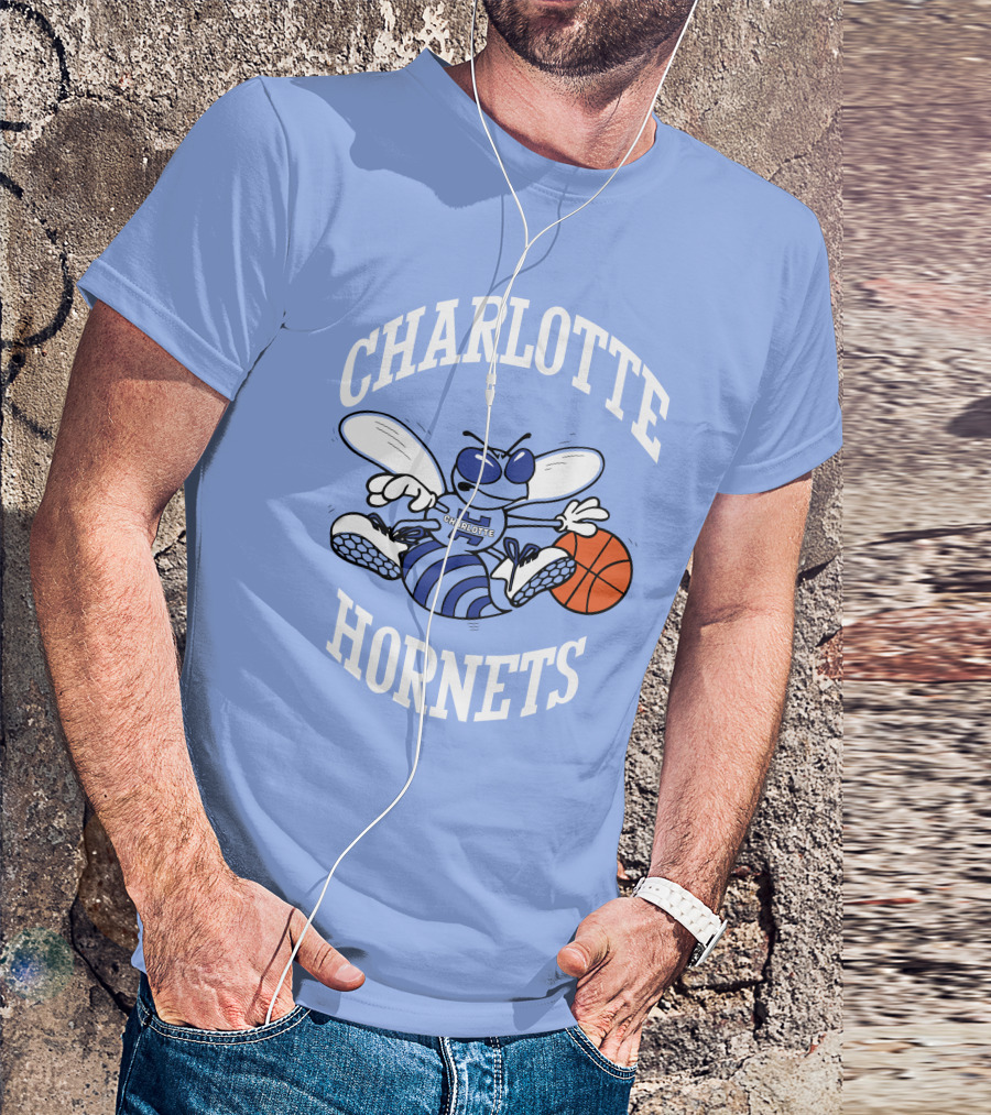 Charlotte Hornets Buzzing Basketball Mascot T-Shirt