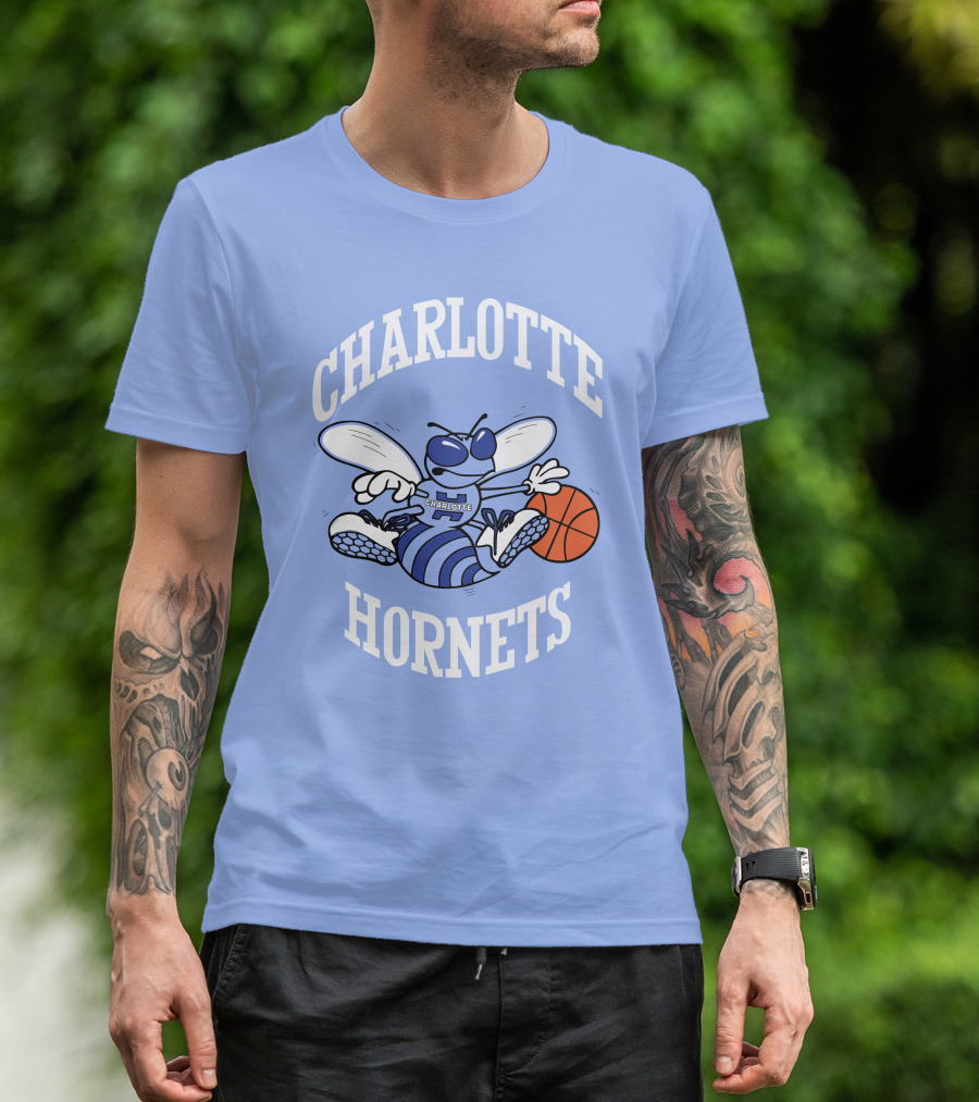 Charlotte Hornets Buzzing Basketball Mascot T-Shirt