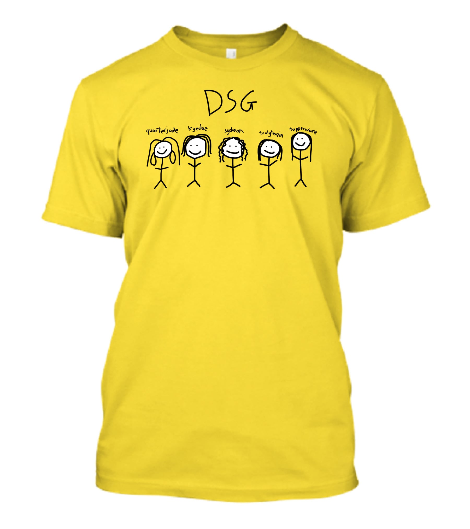 DSG Quarterjade Kyedae Sydeon Trulytenzin Tupperware Stick Figure Characters T-Shirt