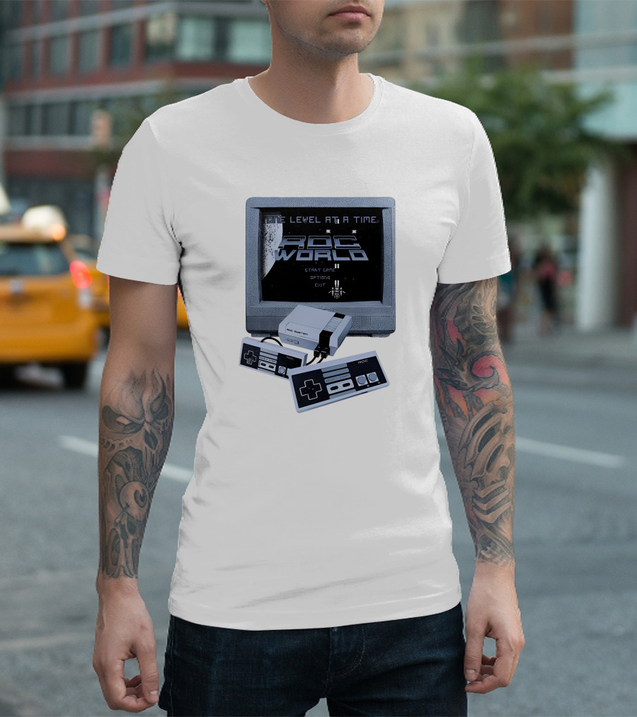 Rdc World NES One Level At A Time Retro Gaming Console and Controllers T-Shirt