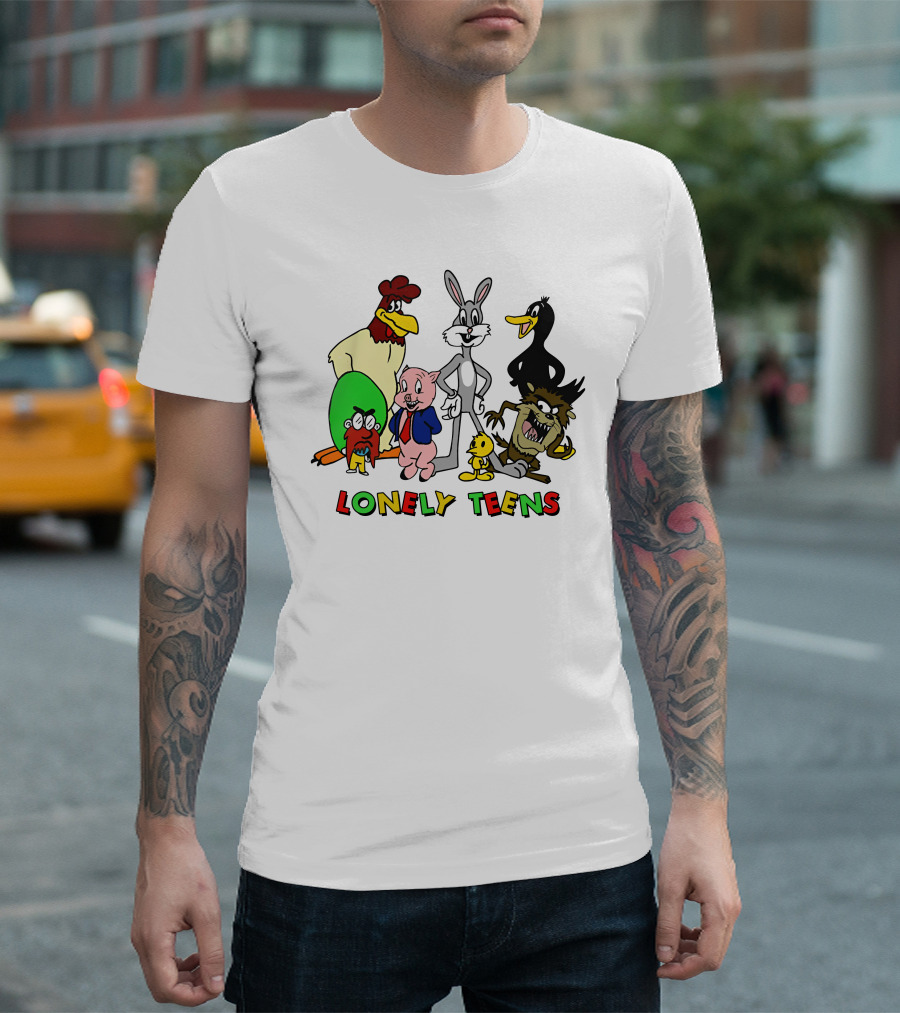 Lonely Teens Cartoon Group with Bugs Bunny and Friends T-Shirt