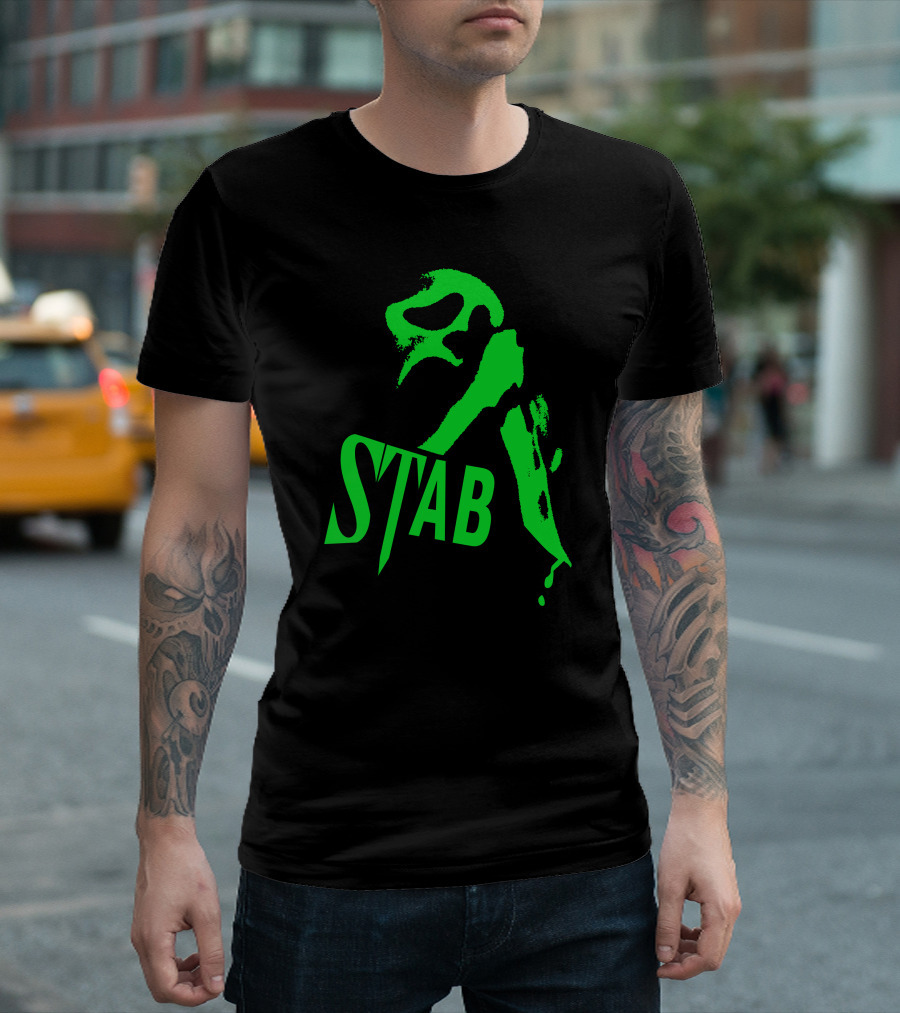 Ghostface Stab Green Mask Dripping Knife T-Shirt